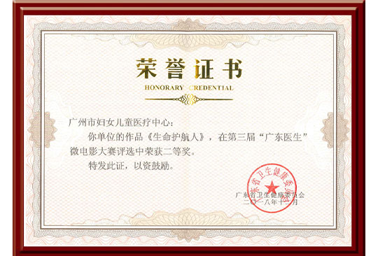 “广东医生”微电影大赛二等奖